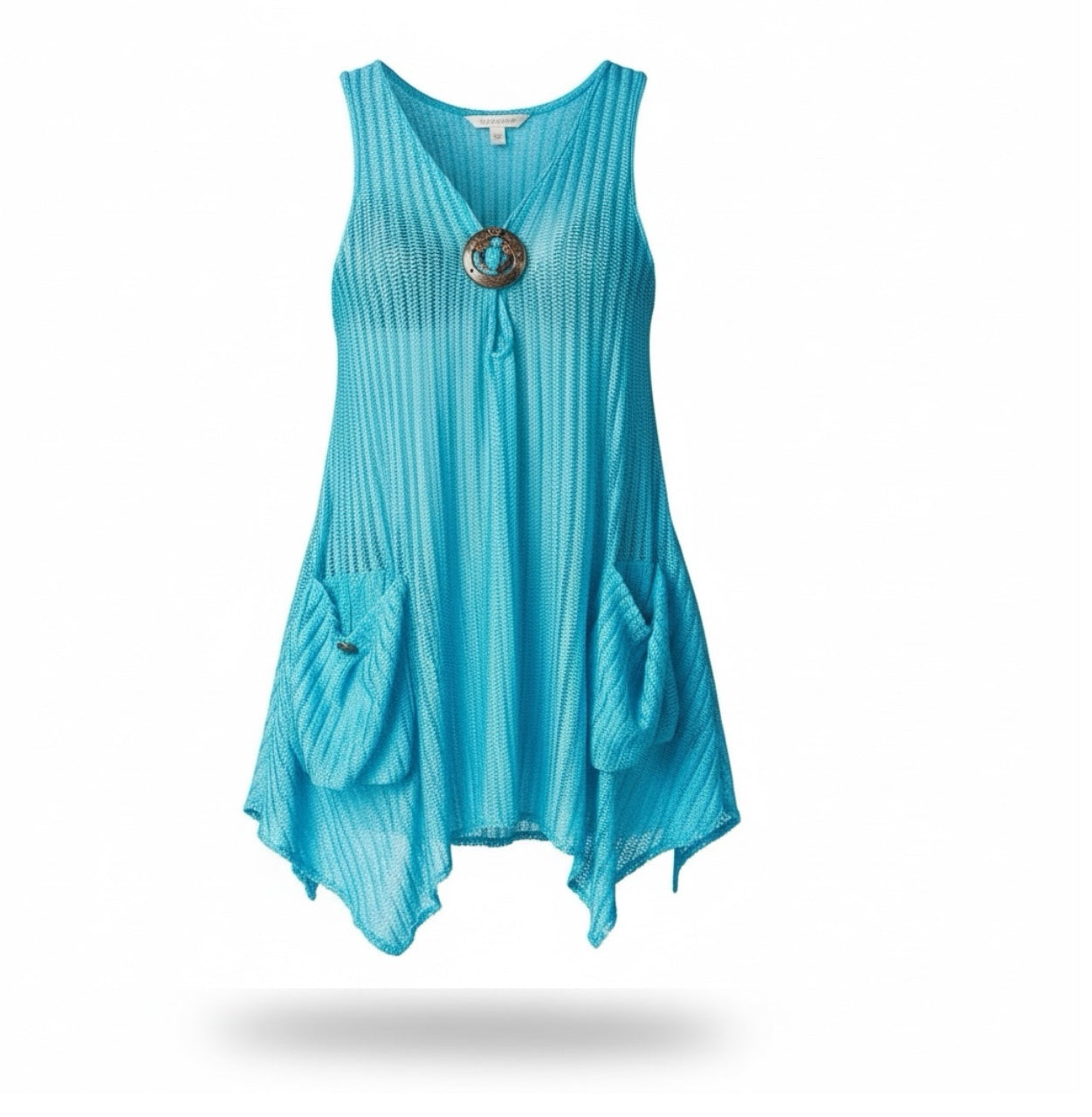 Turquoise tie dye 2 Pockets Tunic Cover-Up