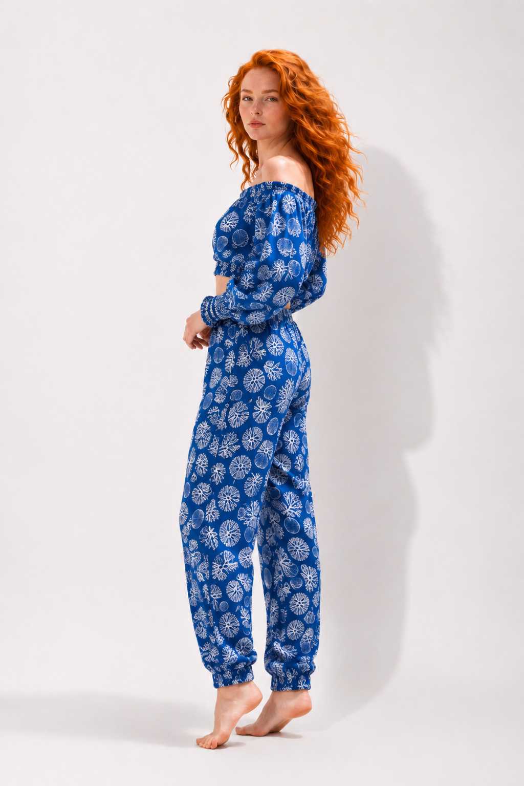 Coral Print 2-Piece Strapless & Pants Set