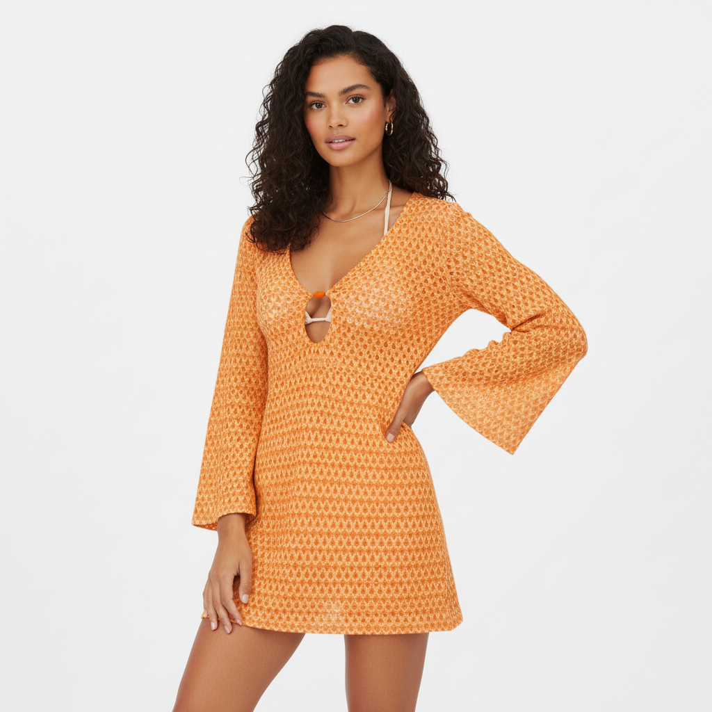 blue Wave V-Neck Resort Tunic top cover up