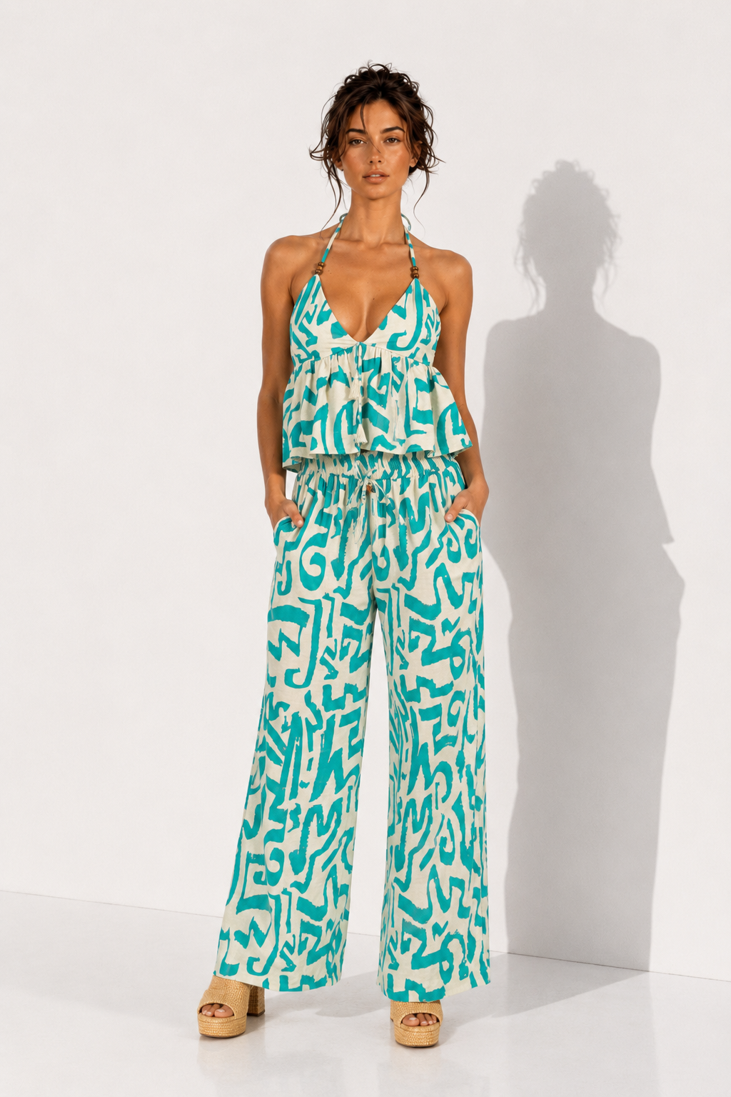 Abstract Print Halter Co-ord Set