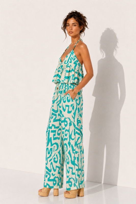 Abstract Print Halter Co-ord Set