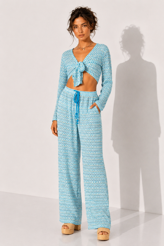 why its soGeometric Print Tie-Front Co-ord Set