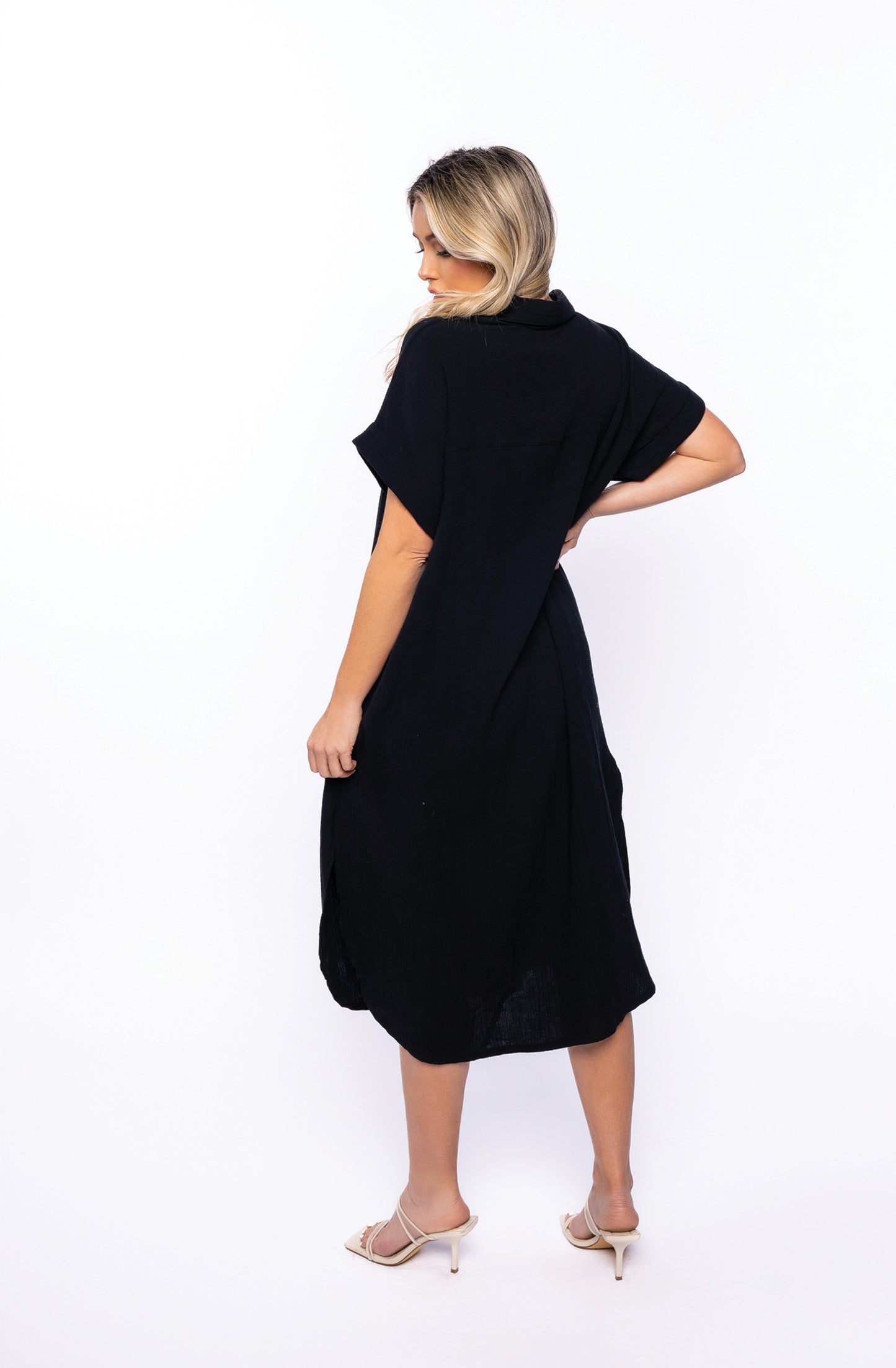 E381 Collared Button Down Dress