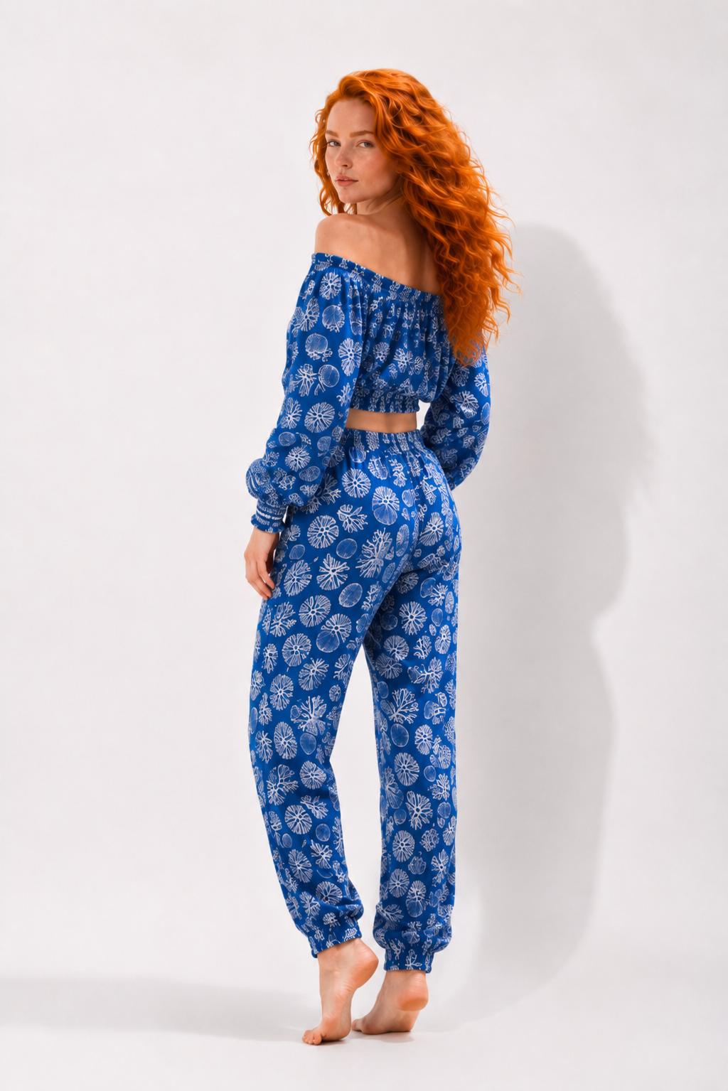 Coral Print 2-Piece Strapless & Pants Set