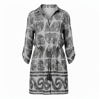 Seashell Print Button-Down Cover-Up  ocean breeze