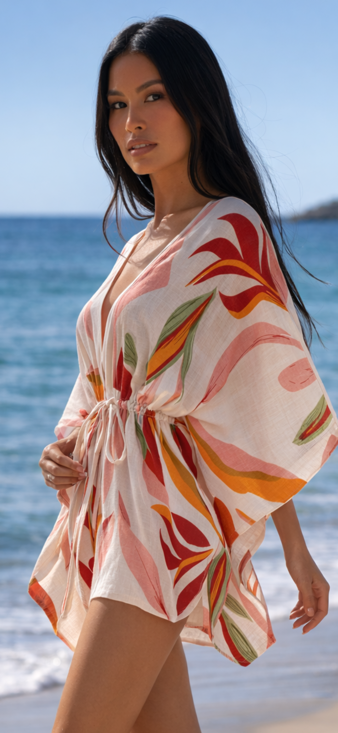 Sunset Wave Kimono Cover-Up