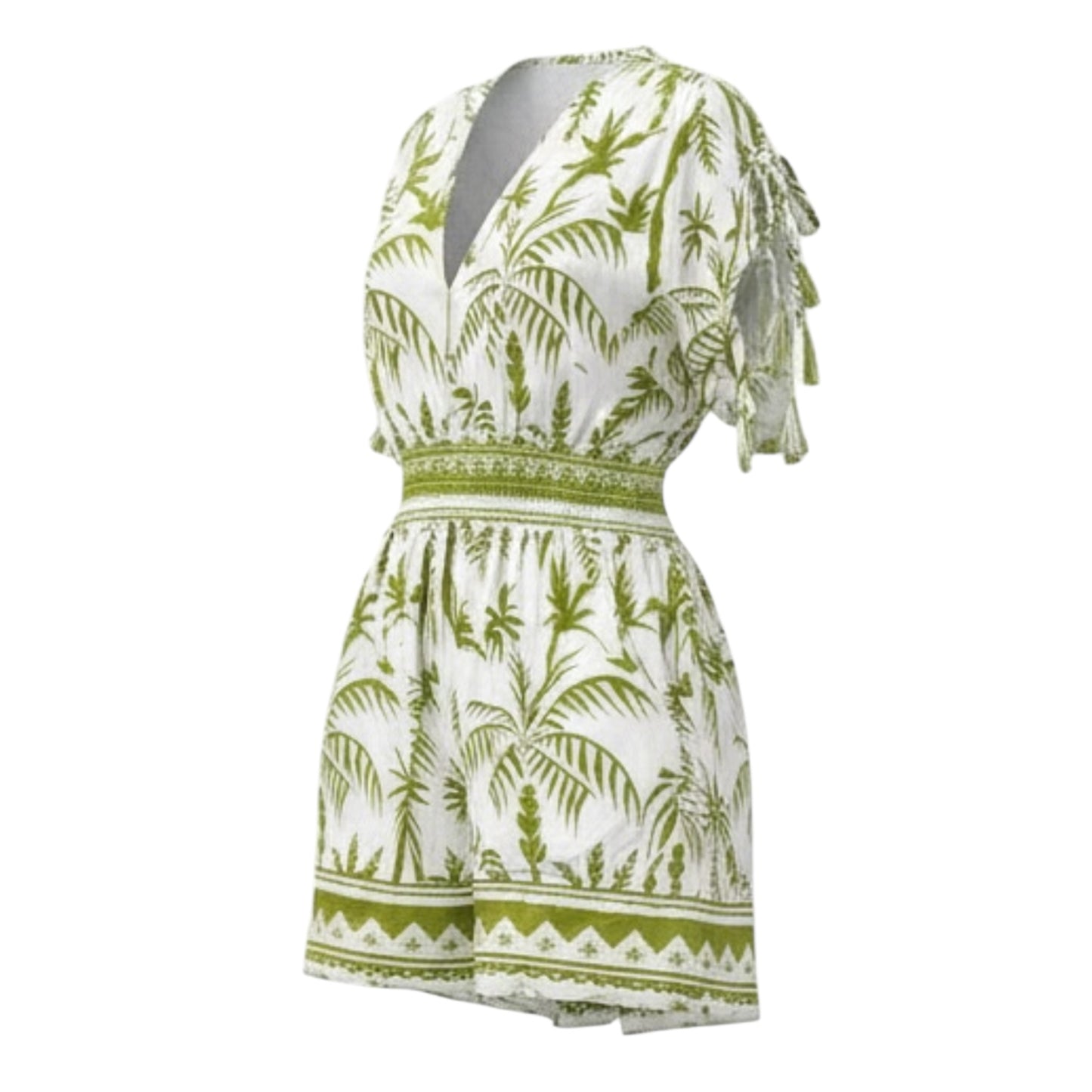 Palm Print Resort Mini Dress wild tropical