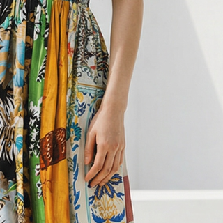 Patchwork Strapless Dress