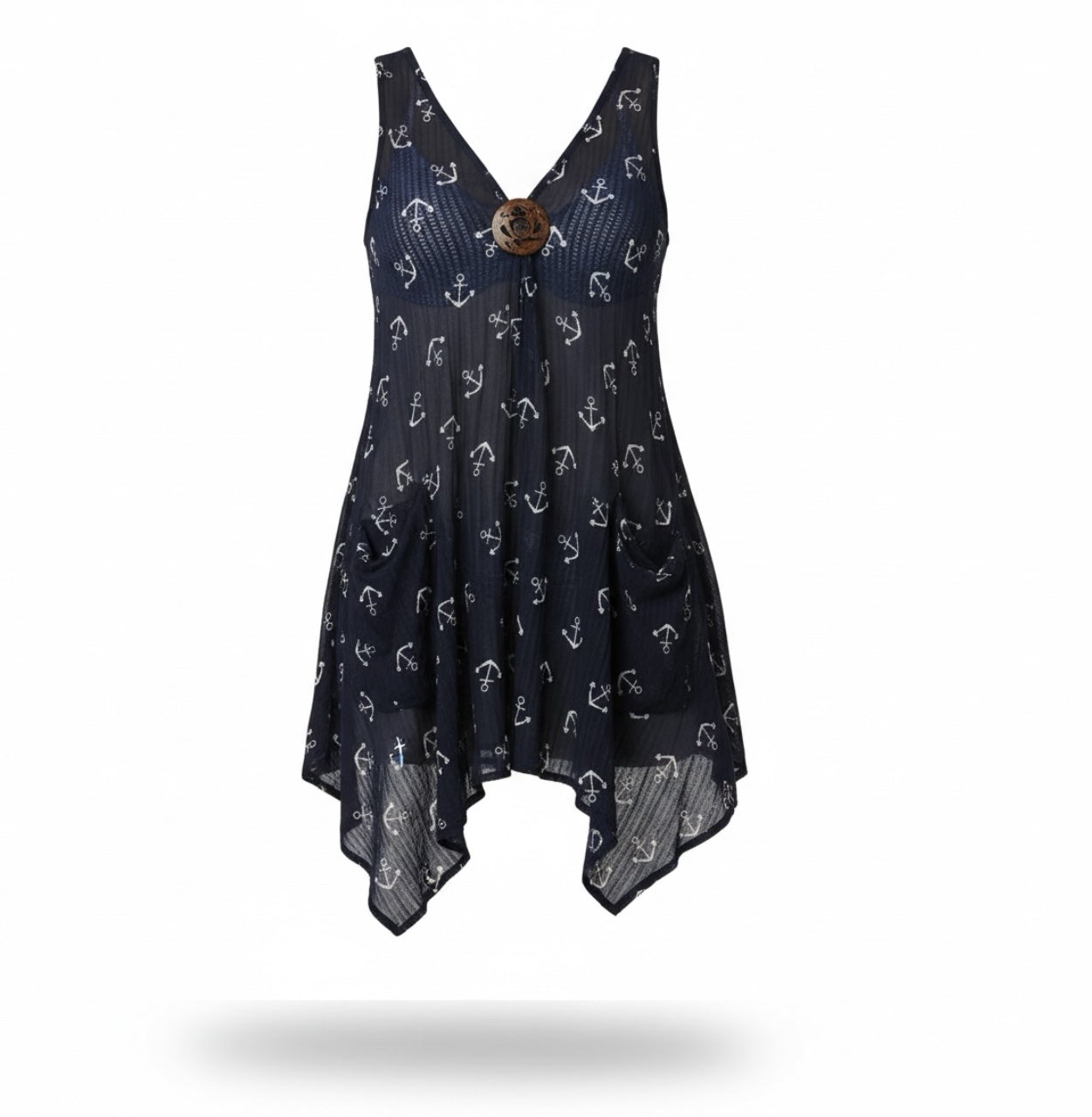Turquoise tie dye  2 Pockets Tunic Cover-Up