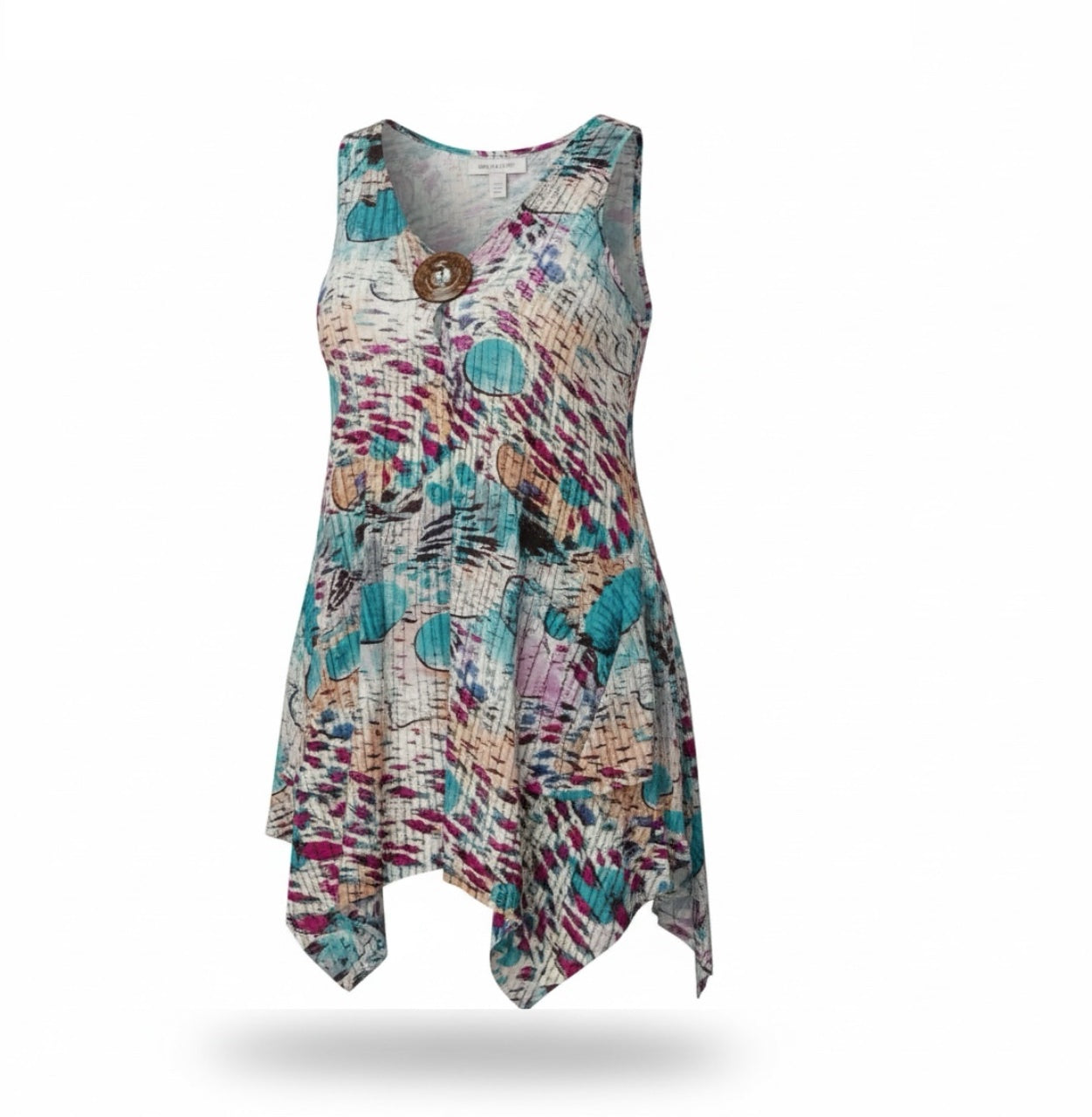 Turquoise tie dye  2 Pockets Tunic Cover-Up