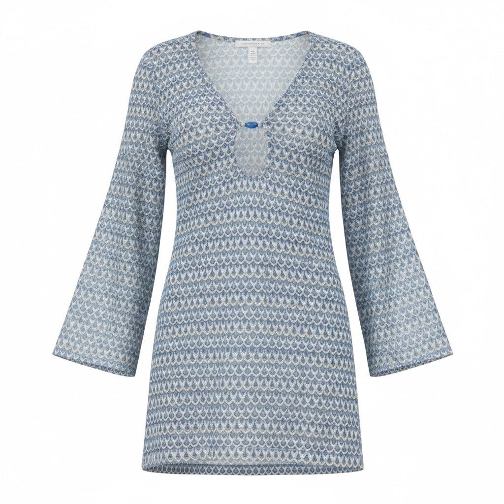 blue Wave V-Neck Resort Tunic top cover up