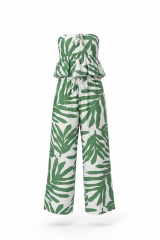 tropical leaf 2 piece strapless set wild tropical