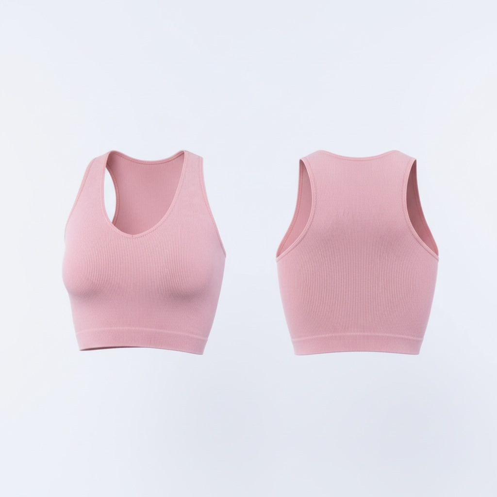 Ribbed V-Neck Sport Crop Tank – green