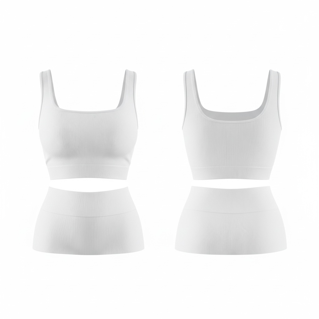 Ribbed V-Neck Sport Crop Tank – green