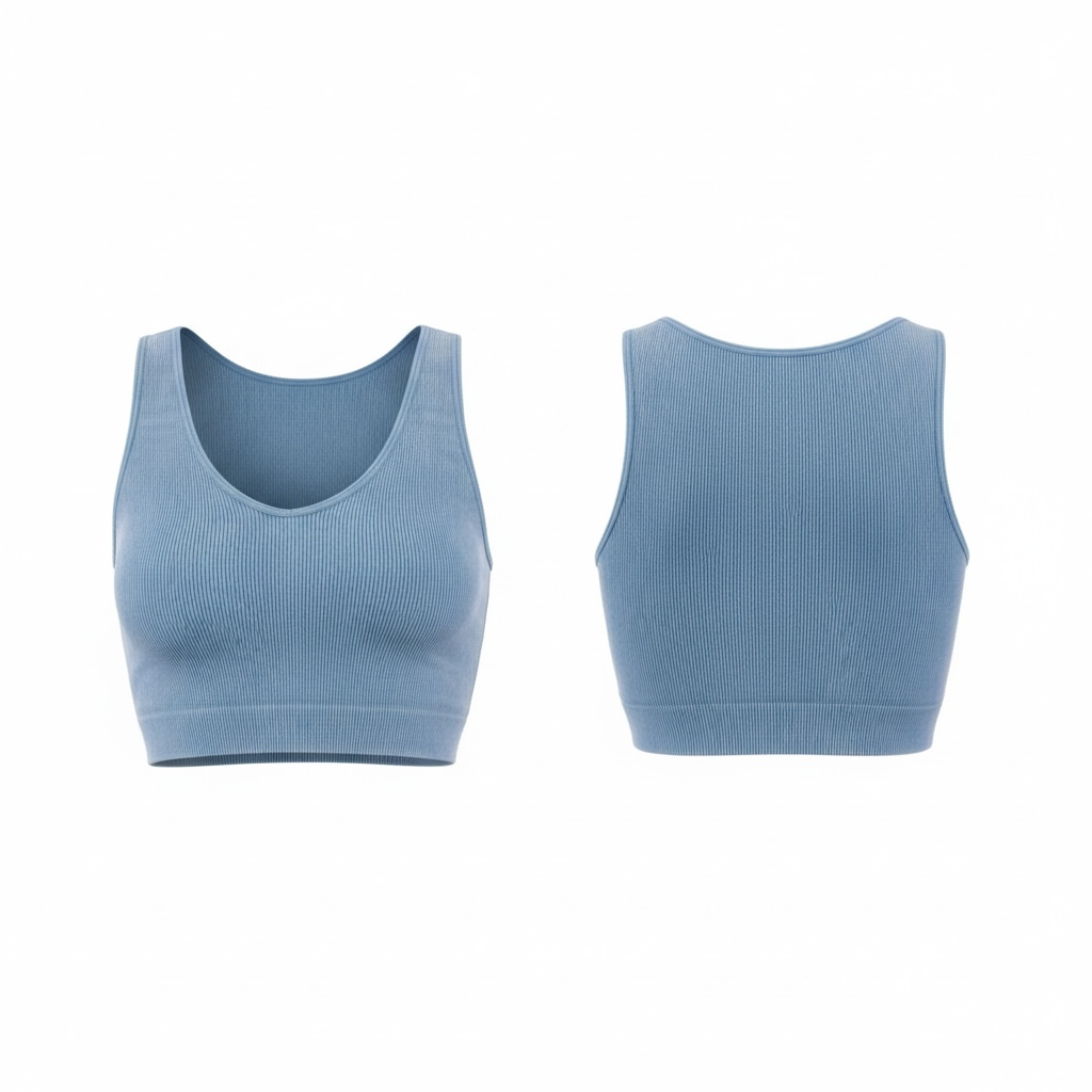 Ribbed V-Neck Sport Crop Tank – green