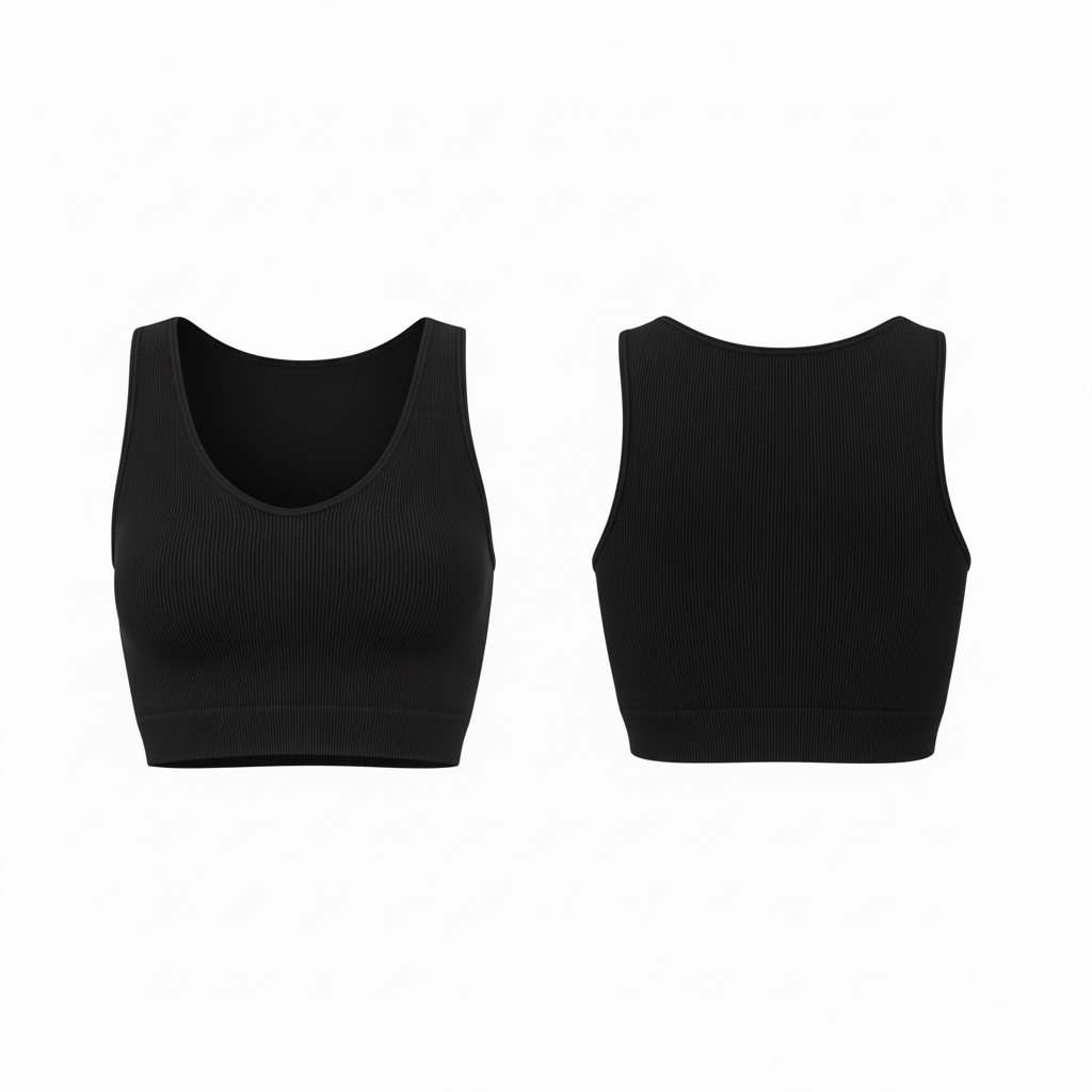 Ribbed V-Neck Sport Crop Tank – green