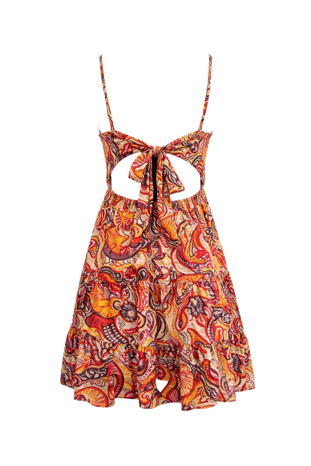 Sage Paisley Tiered Mini Dress