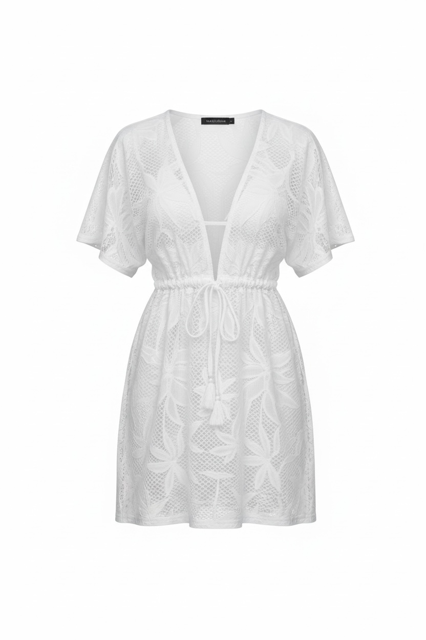 White Lace Resort cover up dress wild tropical