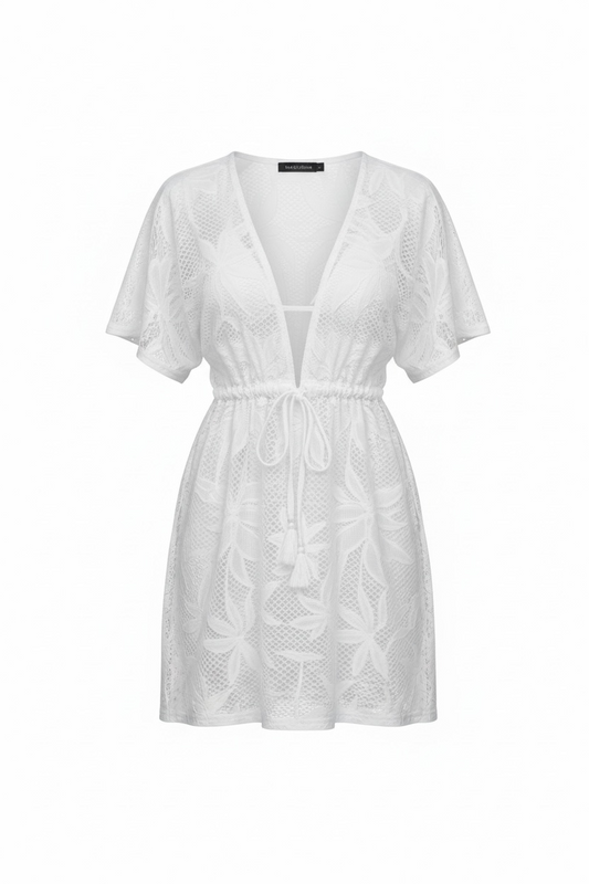 White Lace Resort cover up dress wild tropical